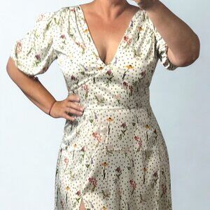 Alexia Admor Floral Polka Dot Midi Dress - Size 12